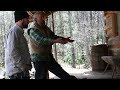 Building Inspector Drew Kelly inspects"Ancient" style hand-made log cabin with Eustace Conway (Pt6)