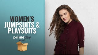 WOMEN'S JUMPSUITS & PLAYSUITS Prime Day 2018: Uptownie Lite Women's Crepe Roll up Jumpsuit (Maroon)