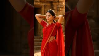 Super Hot Woman In A Red Saree.