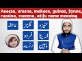 aneeza, areena, Maheen, gulnaz, farwa, ruzaina, atifa name meaning in urdu || by Mufti Sadaqat qasmi