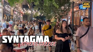 Syntagma Street Athens Greece Ermou Street Night Walking Tour 4K Ultra Hd Summer 2022World Tour