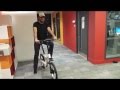 Larking around on a GoCycle 2 electric bike at the BBC
