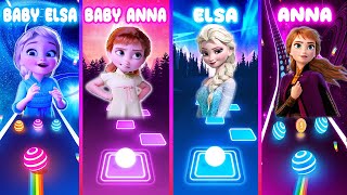 Baby Elsa And Anna VS Frozen Elsa And Anna - Tiles Hop And Dancing Road!