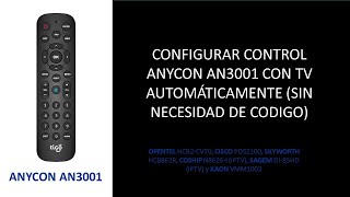 Configurar Control Anycon An3001 Con Tv Automáticamente Sin Necesidad De Codigo Tigo - Une