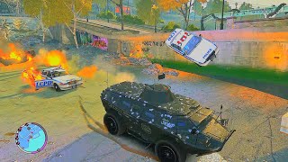 Gta 4 Tbogt Epic Apc Tank Rampage & 6-Star Police Escape With Luis -