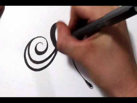 Drawing a Fancy Cursive Initial Design - Letter A - YouTube
