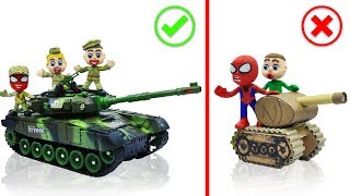 SUPERHERO BABY BUILDS MILITARY TANK π Stop Motion Cartoons Animation