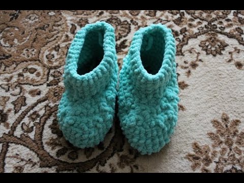 Связать теплые тапочки Связать теплые тапочки