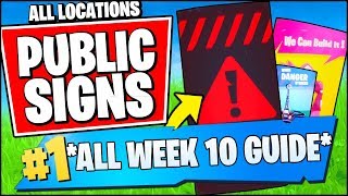 VISIT DIFFERENT PUBLIC SERVICE ANNOUNCEMENT SIGNS *ALL LOCATIONS* (Fortnite Week 10 Challenges)