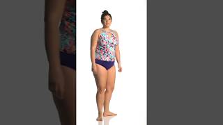Sunsets Curve Plus Size Flower Bed Hannah Hi-Neck Tankini Top Dde Cup Swimoutlet