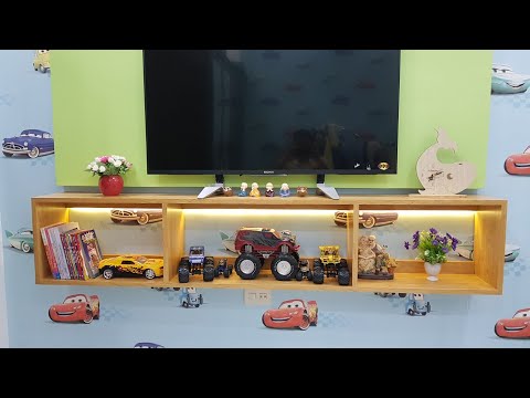 Tự làm kệ tivi treo tường bằng gỗ