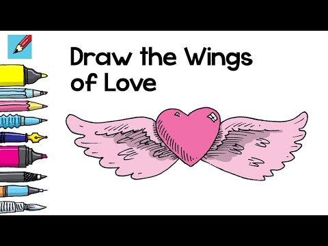 how to draw the wings of love Real Easy Learn to draw a heart with angel 