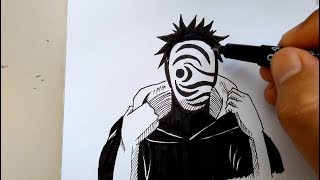 Drawing Masked Man Obito - Naruto Shippūden Menggambar Masked Man Obito