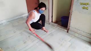 Tumpa vlog The Desi  girl floor cleaning by hand   to hand  Desi girl work at ho