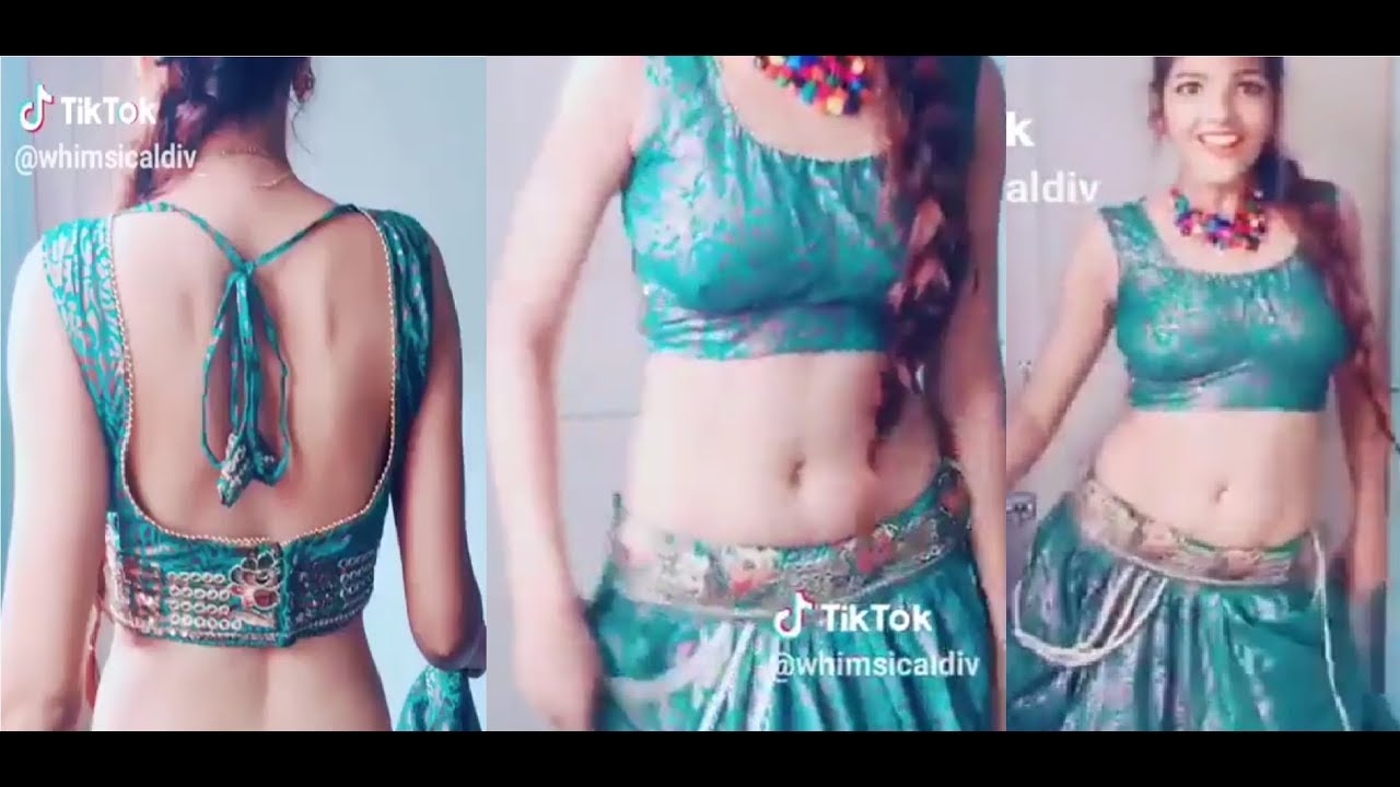 Very indian girl dancing navel fan compilations