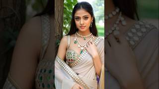 Stunning Designer Off-White Saree Look Mirror Work & Statement Blouse