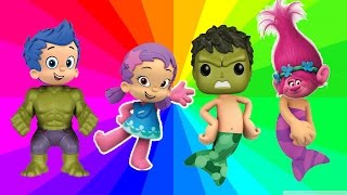 Learn Colors Wrong Heads Supperhero Dreamworks Trolls Bubble Guppies Finger Family Nursery Rhymes