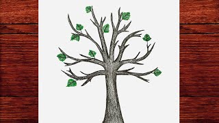 Kolay Ağaç Nasıl Çizilir - Ağaç Çizimi Karakalem Kolay Çizimler - Çizim Mektebi 