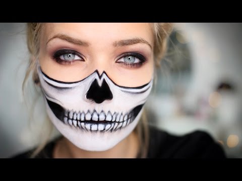 Half Skull Halloween Makeup Tutorial - YouTube