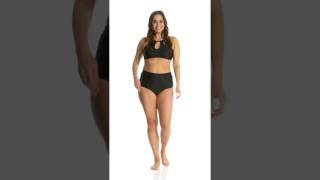 Raisins Curve Plus Size Flamingo Solids Rosalie High Neck Bikini Top Swimoutlet