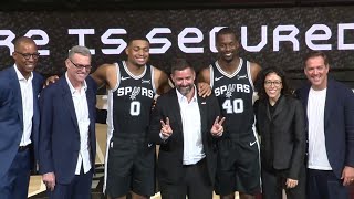 Full Press Conference Spurs Announce Ledger As New Jersey Partner