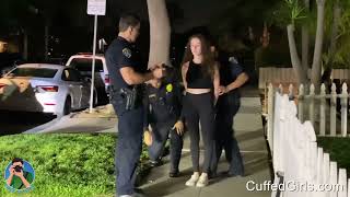 Beautiful Girl Handcuffed Behind Her Back By Police After Car Damage