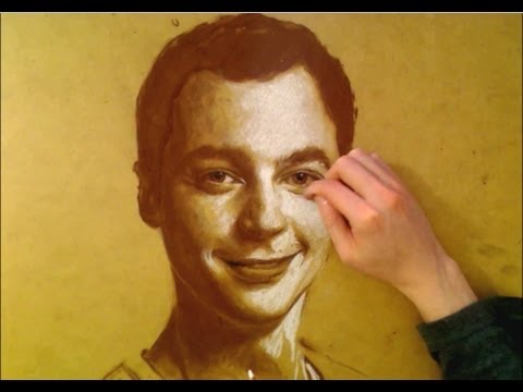 SHELDON Big Bang Theory PORTRAIT Pastel on wood