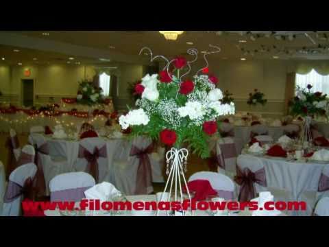 RED and white Wedding Flowers and Inspiration by Filomena CENTERPIECES and 