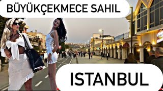 Istanbul 4K 🇹🇷 , Buyukcekmece Sahil , Marmara sea , Sunset Walking Tour 2023