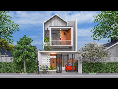 Mẫu nhà phố 2 tầng đẹp xuất sắc phong cách hiện đại 3 phòng ngủ diện tích 6x15