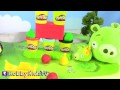 Play-Doh Angry Bird Launch! Hulk SMASHES Bad Piggies! Batman, Spongebob HobbyKidsTV