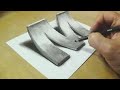 How to Draw 3D Letter M - Drawing with pencil