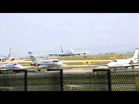 Airbus A380 arrives at Manchester Airport