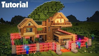 Minecraft: How to Build a Mob Proof Tree House Tutorial (Safe Redstone House)