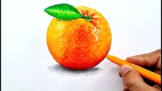 kolay 3d portakal çizimi / 3 boyutlu çizimler / pastel boya çalışmaları /meyve ç