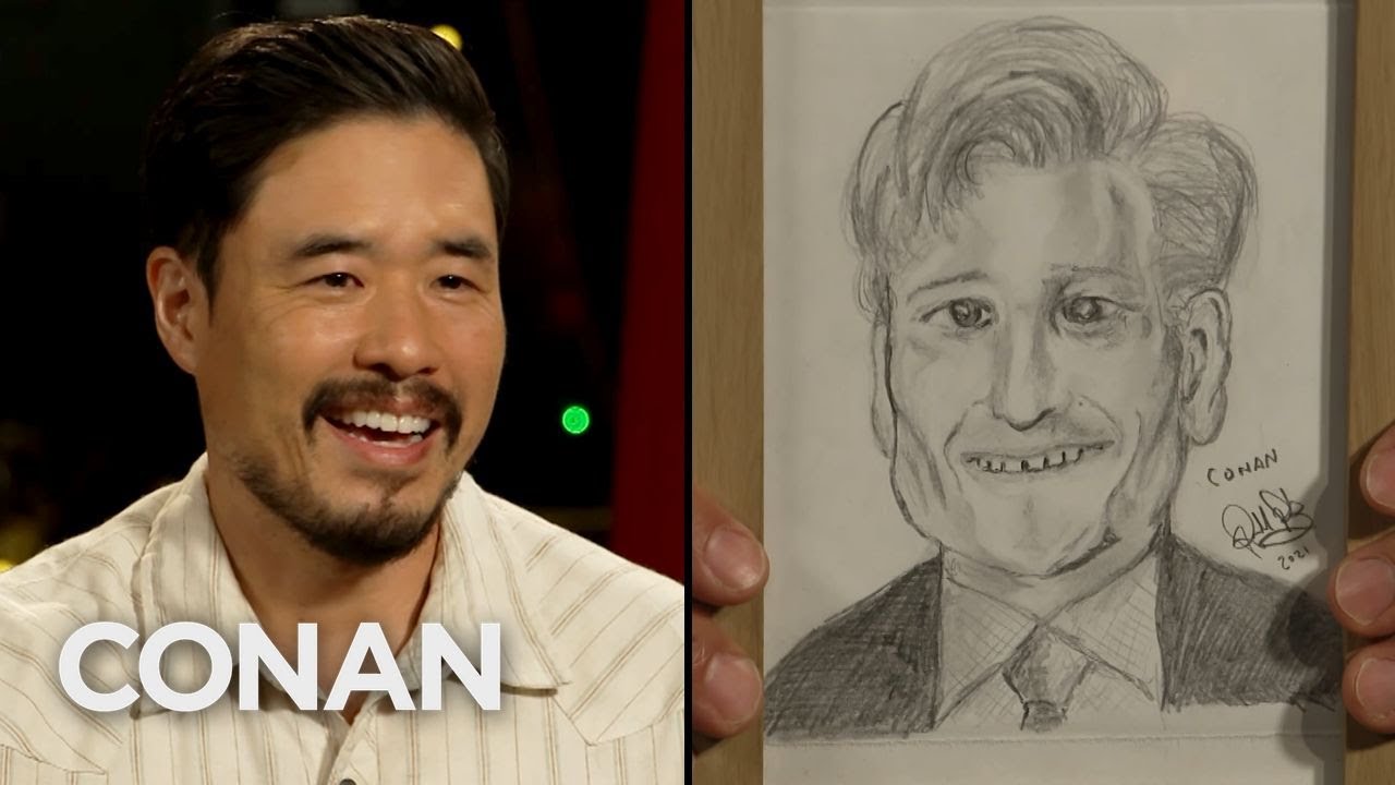 Randall Park Sketched Portraits Of Conan & Andy - CONAN on TBS