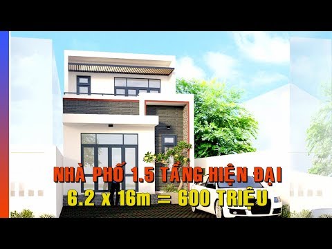 Mẫu Nhà Cấp 4 1.5 Tầng 6.2x16M 1,5 Tầng chỉ 600tr đồng - Có bản vẽ chi tiết
