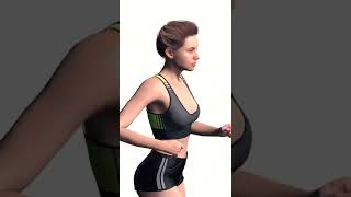 Girl Cartoon Character Fitness Exercise At Gym