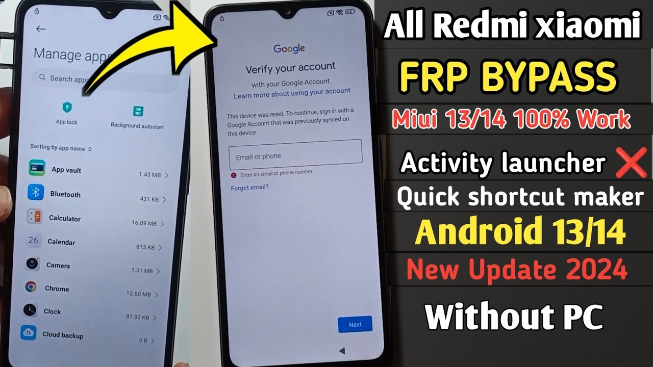 All Redmi/Xiaomi Miui 14 Frp Bypass 2024 Android 14 | All Redmi/Xiaomi Miui 14 Frp Bypass 2024 Android 14 |