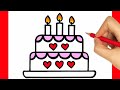HOW TO DRAW A BIRTHDAY CAKE EASY STEP BY STEP