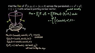 Example of a flux integral, Multivariable Calculus