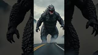Godzilla Walking On Road With Huge Gigantic Sounds