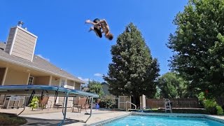 Crazy Trampoline Flips Into Pool