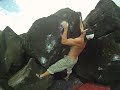 Justin on the sit start, boulder problem at Sacred Boulder