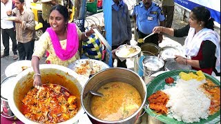 People Enjoying Roadside Unlimited Meals | Veg Meals / Chicken Meals @ 50 Rs Only | Best Street Food