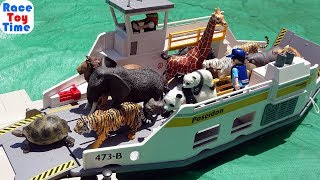 Toy Animals in a Ferry Boat Fun Animals Toys For Kids