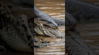 Anaconda Swallows Crocodile While Mating Dangerous River Rainforest Zoo Discovery Park Channel