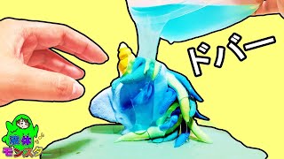 紙粘土ぶっかけスライムを手作りDIY♪ゆめかわユニコーンで工作ねんど遊びをしよう!創作アート作ってみた 液体モンスター