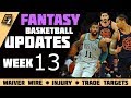 Week 13 Fantasy Basketball Updates/Trade Targets/Waiver Wire Pickups 2019