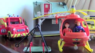 Fireman Sam Toys Playset - With Helicopter, Burning House And Action Figures